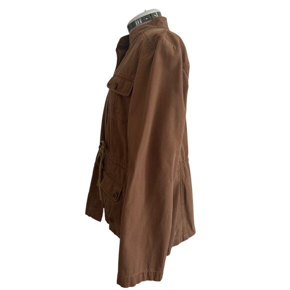 Central Falls Co. Brown Button Down Utility Jacket XL With Pockets & Drawstring - Picture 2 of 7